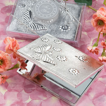 Favors with Flair!: Floral Rose Compact Mirror in Clear GiftBox