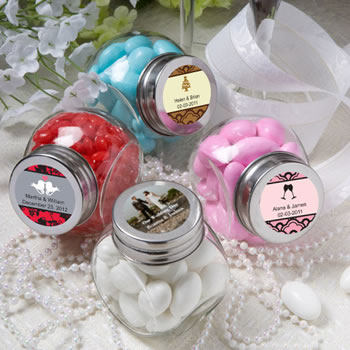 96 Cherry Blossom Personalized Wedding Favor Candy Jars 
