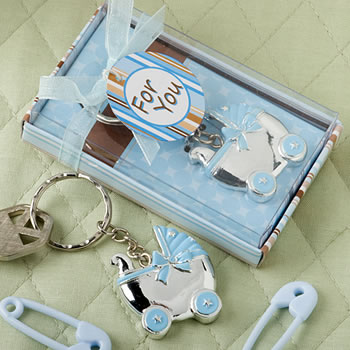 Blue Baby Carriage Design Key Chains