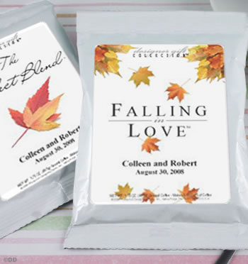 Personalized Fall Theme Coffee Favors, White Bag - (5 designs available)