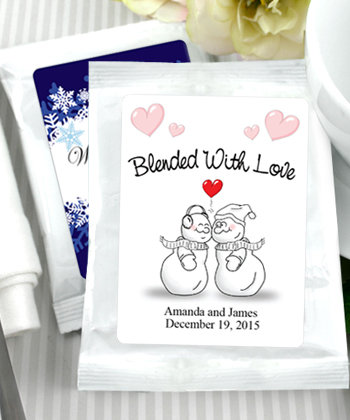 Personalized Winter Theme Coffee Favors, White Bag - (6 designs available)