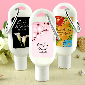 Sunscreen Favors with Carabiner (SPF 30): Flower Designs