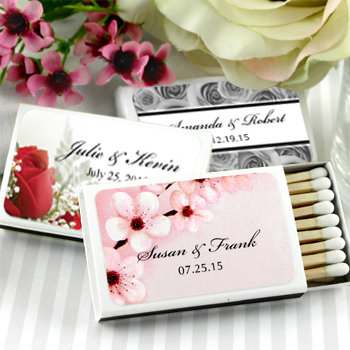 Personalized Matches - Flower Design - Set of 50 (White Box)