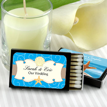 Personalized Matches - Set of 50 (Black Box): Beach Designs