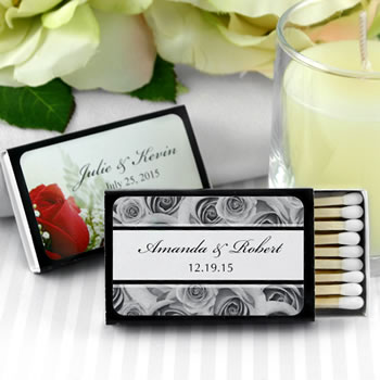 Personalized Matches - Set of 50 (Black Box): Flower Designs