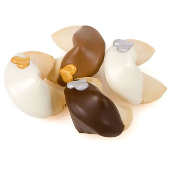 Silver & Gold Hearts Gourmet Fortune Cookies-Individually Wrapped -