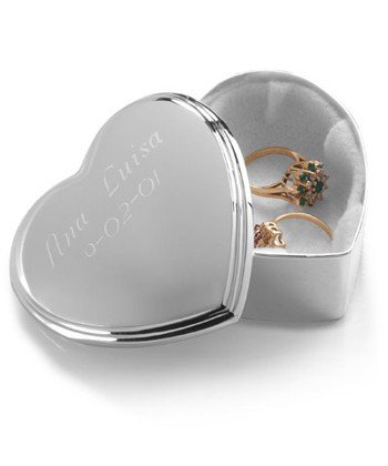 Silver Plated Engraved Heart Trinket Box