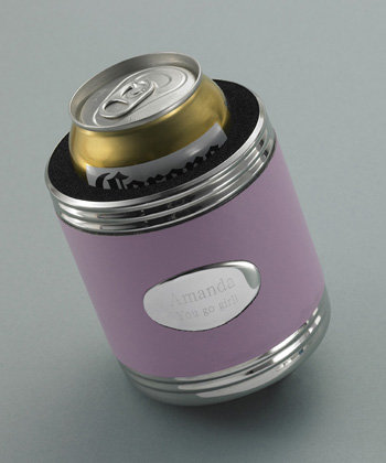 Personalized Pink Leather Koozie