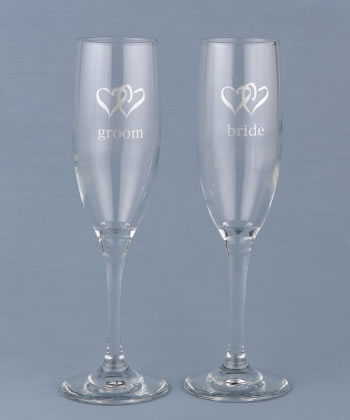 Heart Themed Toasting Flutes (Set of Two)