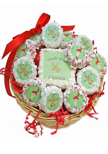 Claus-trophobia Holiday Cookie Basket -12 Oreos & A Sugar Cookie Card