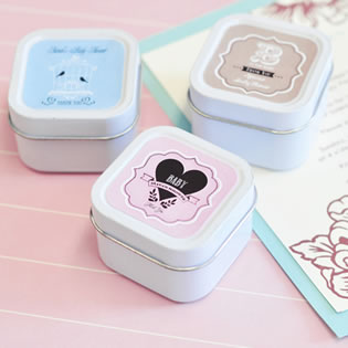 Vintage Baby Personalized Square Candle Tins