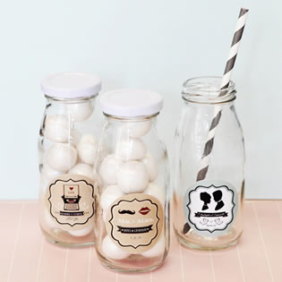 Vintage Wedding Personalized Milk Bottles