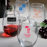 Personalized Stemless Wine Glass Wedding Favors- 9 Ounce