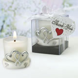 Interlocking Silver Heart Design Candleholders