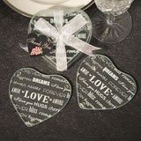 Heart Design Glass Coaster Favors (set of 2)