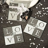 10 sets 2*White Glass Coasters Black Heart photo frame holder wedding bomboniere 