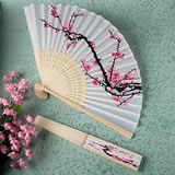 Delicate Cherry Blossom Design Silk Folding Fan Favors
