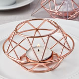 Geometric design rose gold metal tealight candle holder from fashioncraft