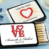 Personalized Matches - Set of 50 (Black Box): Heart Designs