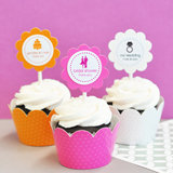MOD Theme Silhouette Cupcake Wrappers & Cupcake Toppers (Set of 24)