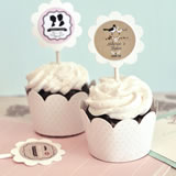 Vintage Wedding Cupcake Wrappers & Cupcake Toppers (Set of 24)