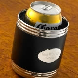 Personalized Black Leather Can Koozie